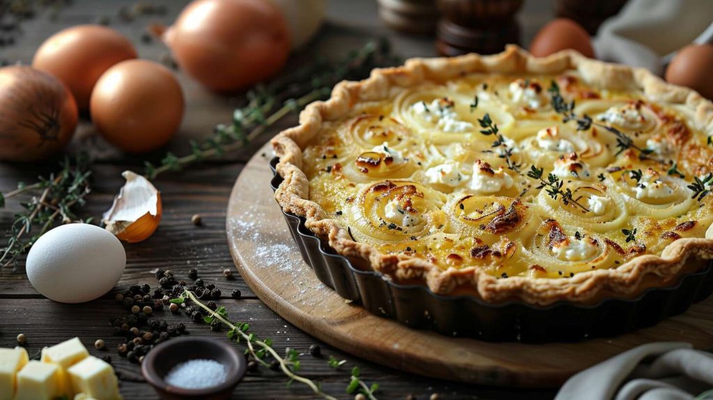 Recette de tarte fondante à l'oignon et au chèvre : une gourmandise irrésistible