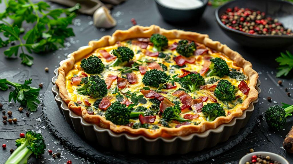 Recette de quiche aux brocolis et lardons : saveurs et simplicité