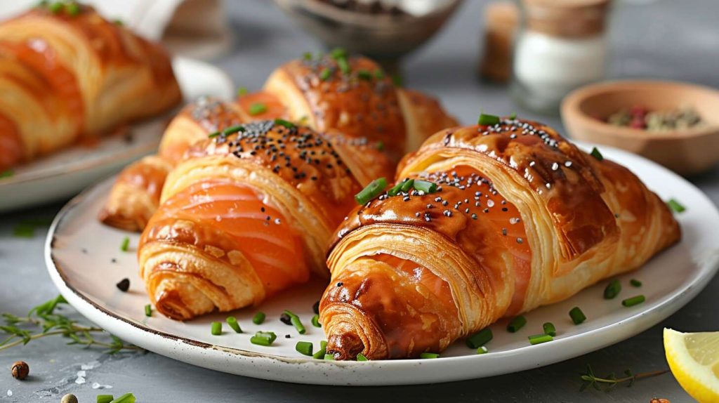 Recette de petits croissants au saumon fumé : toast apéritif facile et rapide