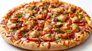 Recette de pizza aux poivrons et poulet épicé : saveurs ensoleillées