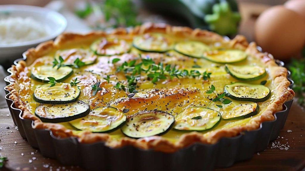 Recette rapide de tarte aux courgettes et moutarde