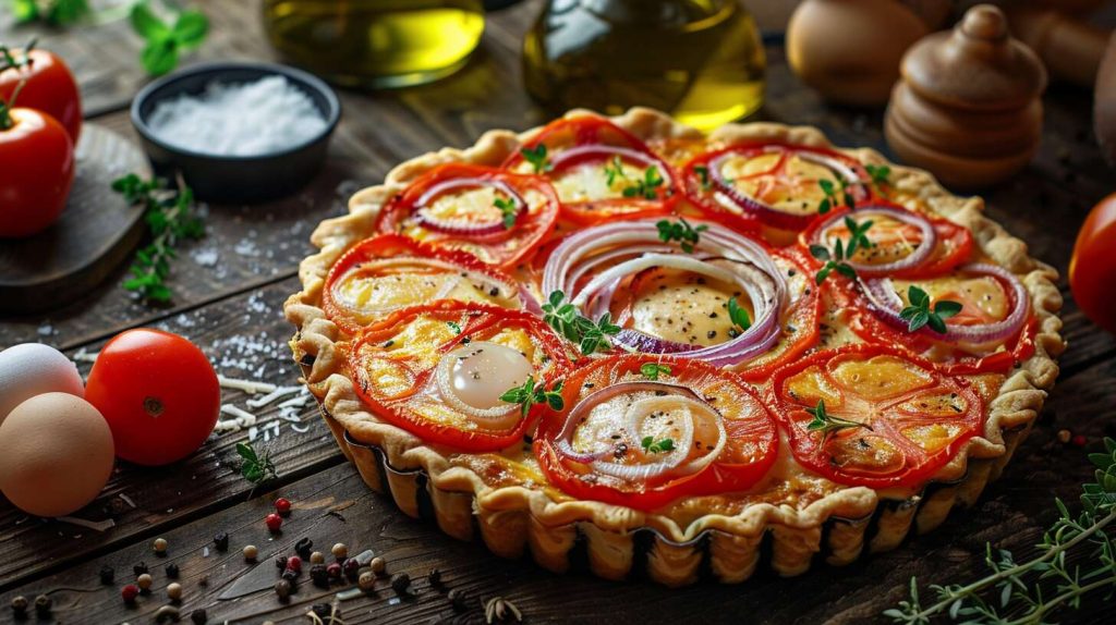 Recette de quiche à la tomate et aux oignons : saveurs du jardin