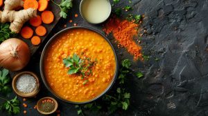 Soupe de lentilles corail, carottes et lait de coco : recette facile et savoureuse