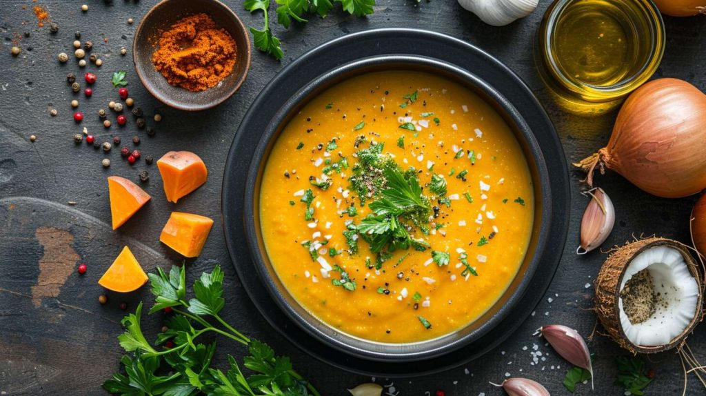Recette velouté de patates douces au curry et coriandre : saveurs de la 68ème rencontre