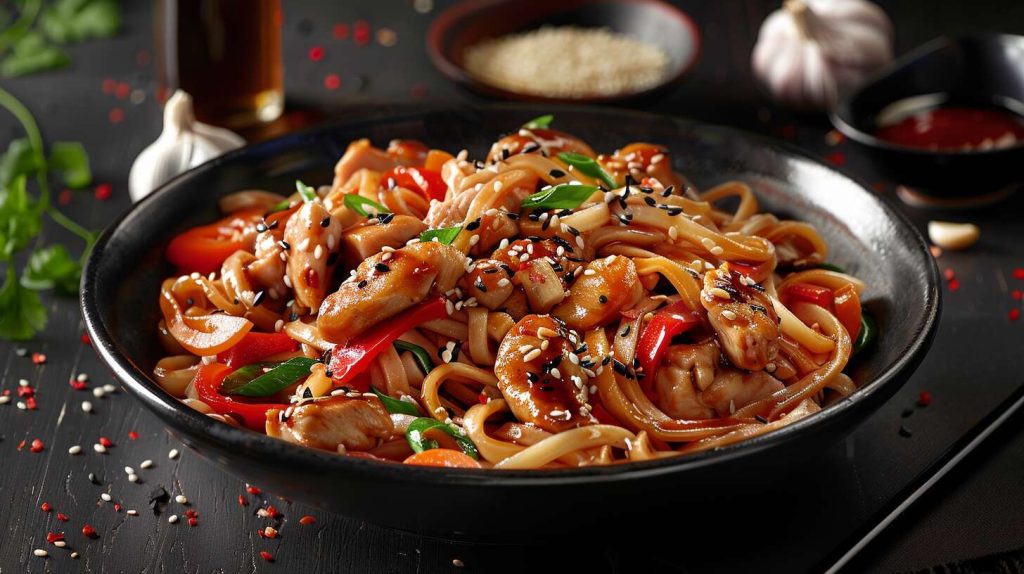 Recette de nouilles de riz sautées au poulet : saveurs asiatiques à la maison