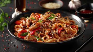Recette de nouilles de riz sautées au poulet : saveurs asiatiques à la maison