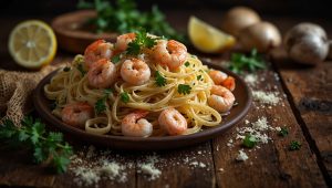 Recette facile de pâtes aux crevettes à la crème