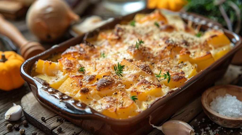 Recette gratin de pommes de terre et butternut : saveurs automnales au menu