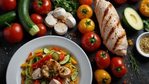 Poêlée de légumes d'été et suprême de poulet grillé : recette facile et savoureuse