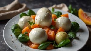 Recette facile : salade de melon, mozzarella et basilic - Fraîcheur garantie !