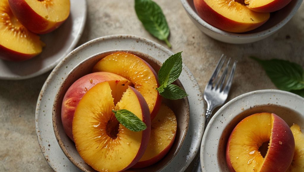 Salade de pêches et nectarines à la menthe et au gingembre : recette fraîcheur