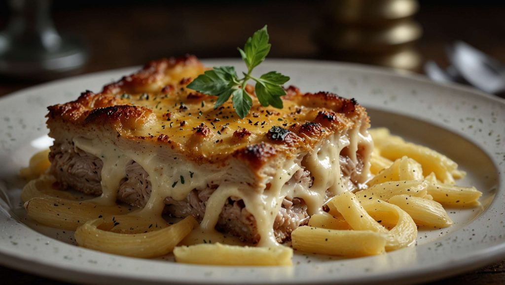 Gratin de pâtes aux restes de rouelle de porc : une recette facile et savoureuse