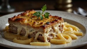 Gratin de pâtes aux restes de rouelle de porc : une recette facile et savoureuse