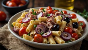 Salade de pâtes au thon et oignon rouge : recette facile et savoureuse