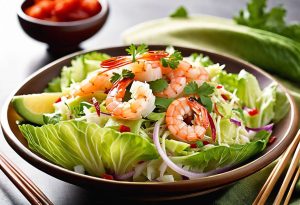 Salade de chou chinois aux crevettes et à l'avocat : une recette fraîche et savoureuse