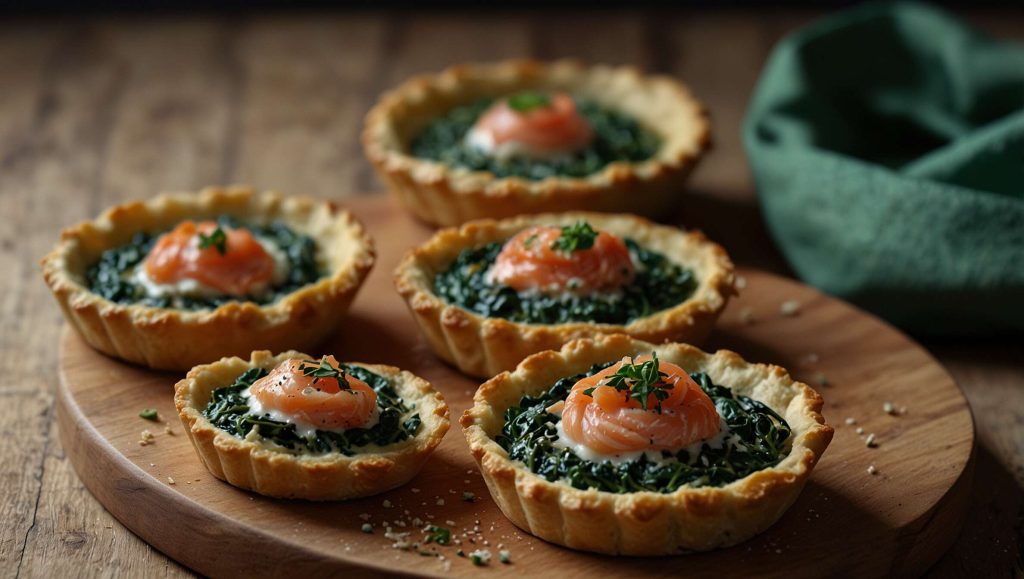 Tartelettes au saumon et épinards : recette savoureuse