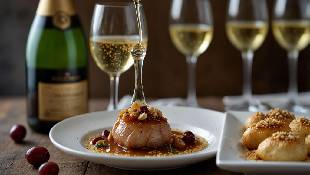 Chapon aux cèpes : sauce au Champagne