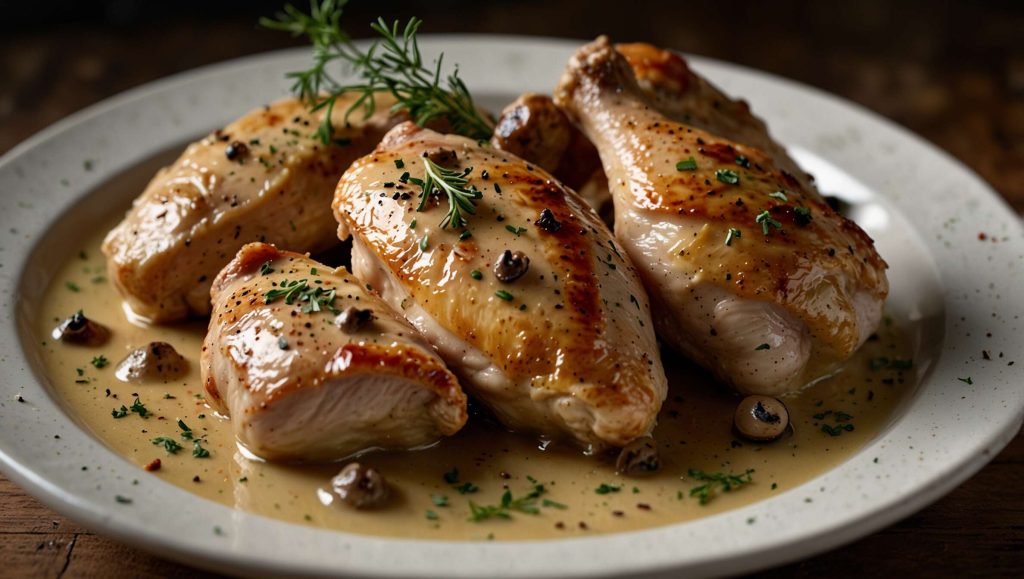 Cuisses de poulet en fricassée façon grand chef