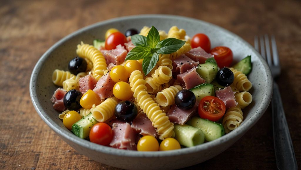 Recette facile : salade de pâtes au jambon et petits légumes