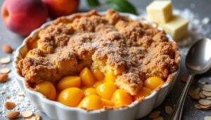 Crumble aux pêches et abricots de Lucie : recette facile et gourmande