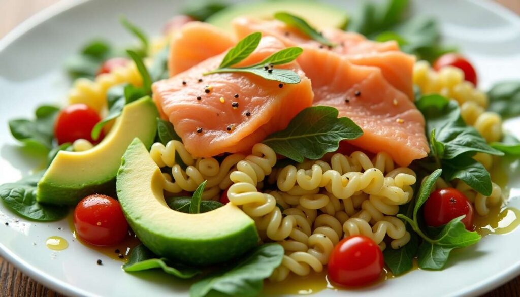 Recette facile : salade de pâtes à l'avocat et au saumon fumé