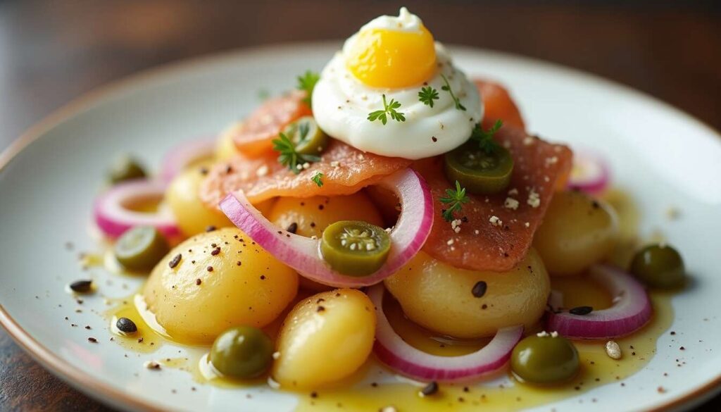 Recette de salade de pommes de terre, hareng et œuf : fraîcheur et saveurs