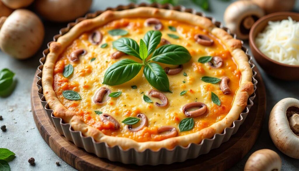Recette facile : quiche sans pâte au thon, champignons et gruyère