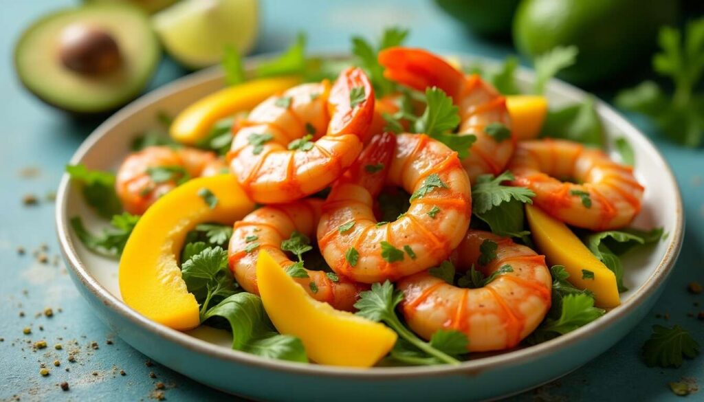 Recette de salade de gambas et mangues : fraîcheur tropicale en cuisine