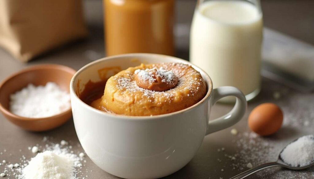 Recette facile de mug cake au beurre de cacahuète - Prêt en 5 minutes !