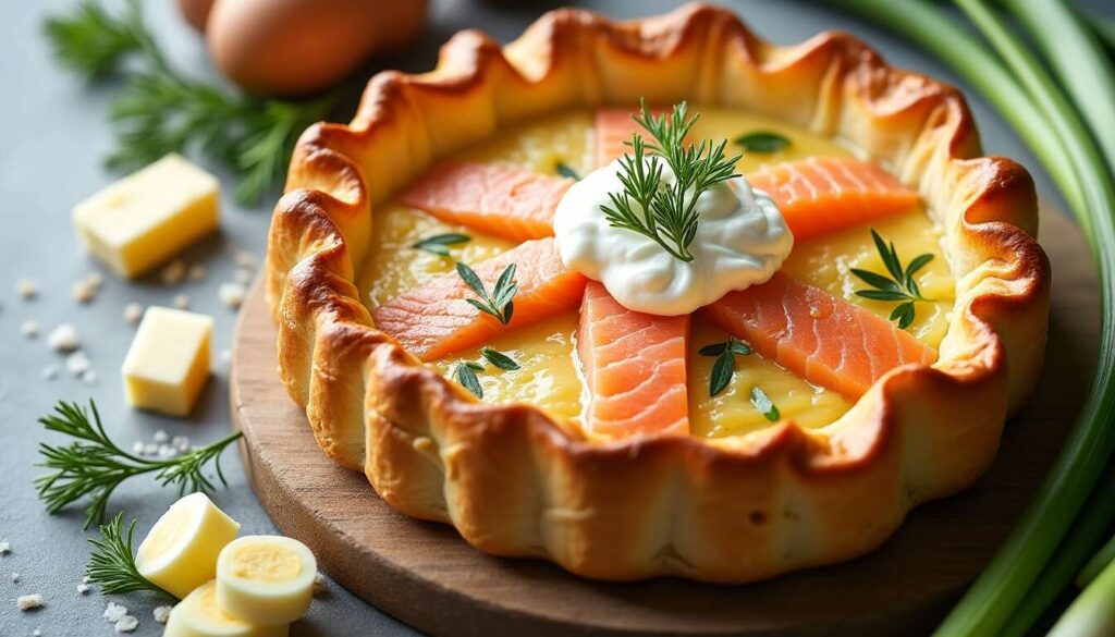 Recette facile de tourte au saumon et aux poireaux