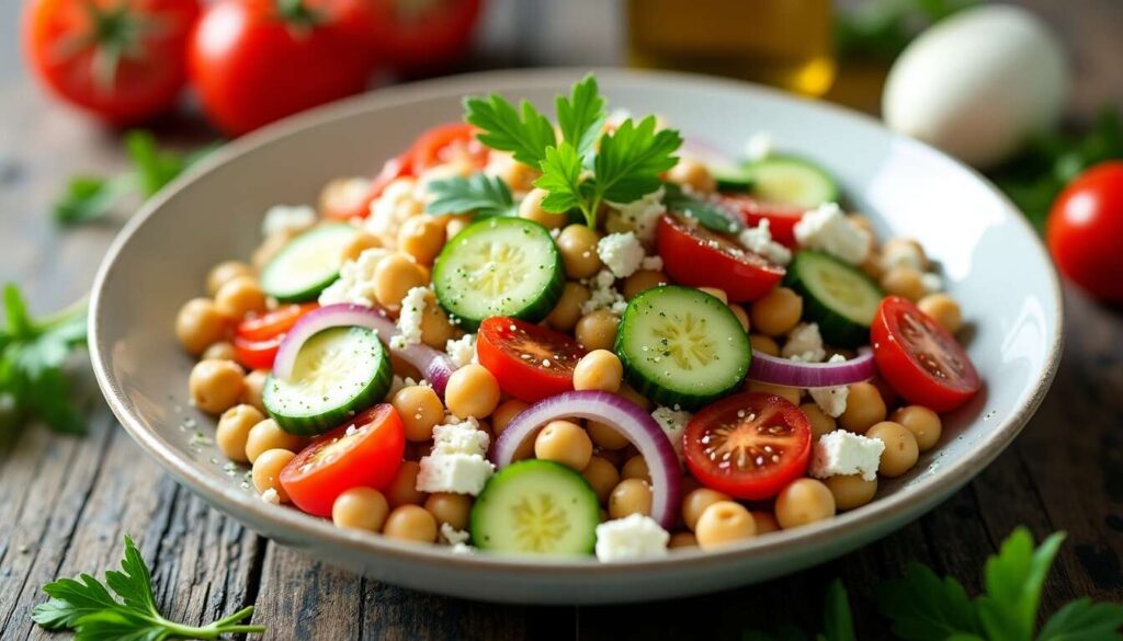 Recette de salade de pois chiches à la feta : fraîcheur et saveurs garanties