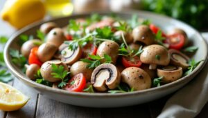 Recette facile : salade de champignons de Paris crus et savoureuse