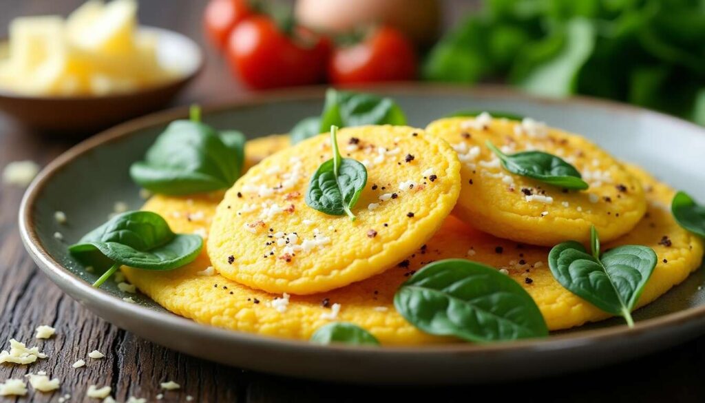 Galettes de polenta aux épinards et parmesan : recette savoureuse