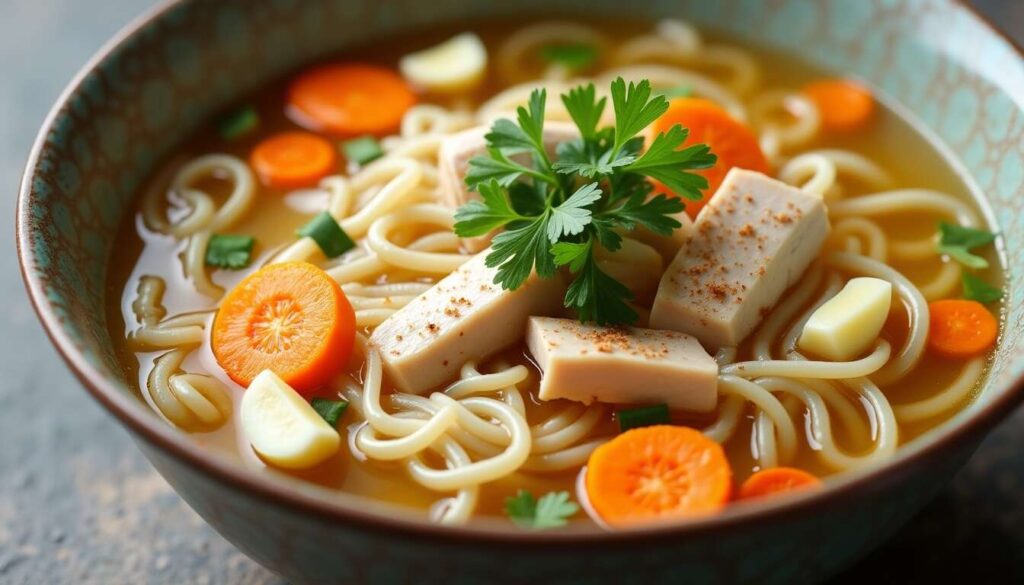 Soupe de nouilles au poulet : recette savoureuse et facile