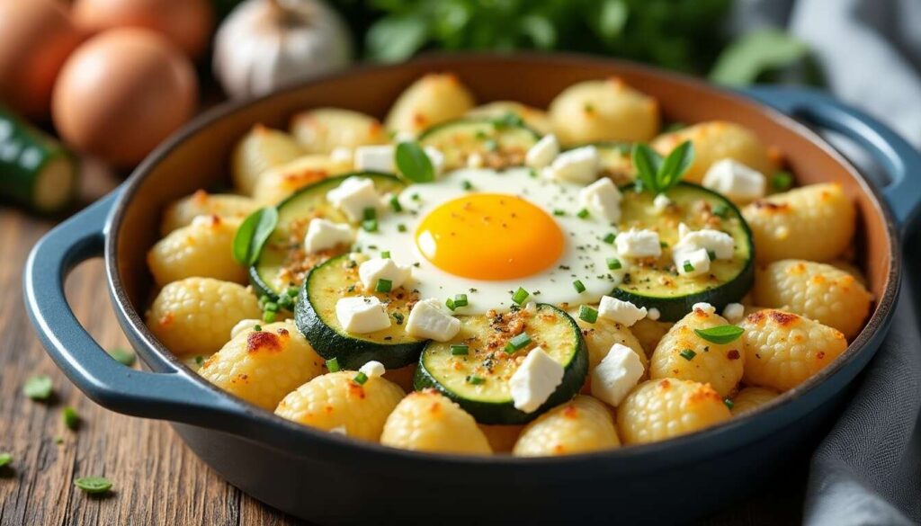 Gratin de gnocchis aux courgettes et feta : recette savoureuse