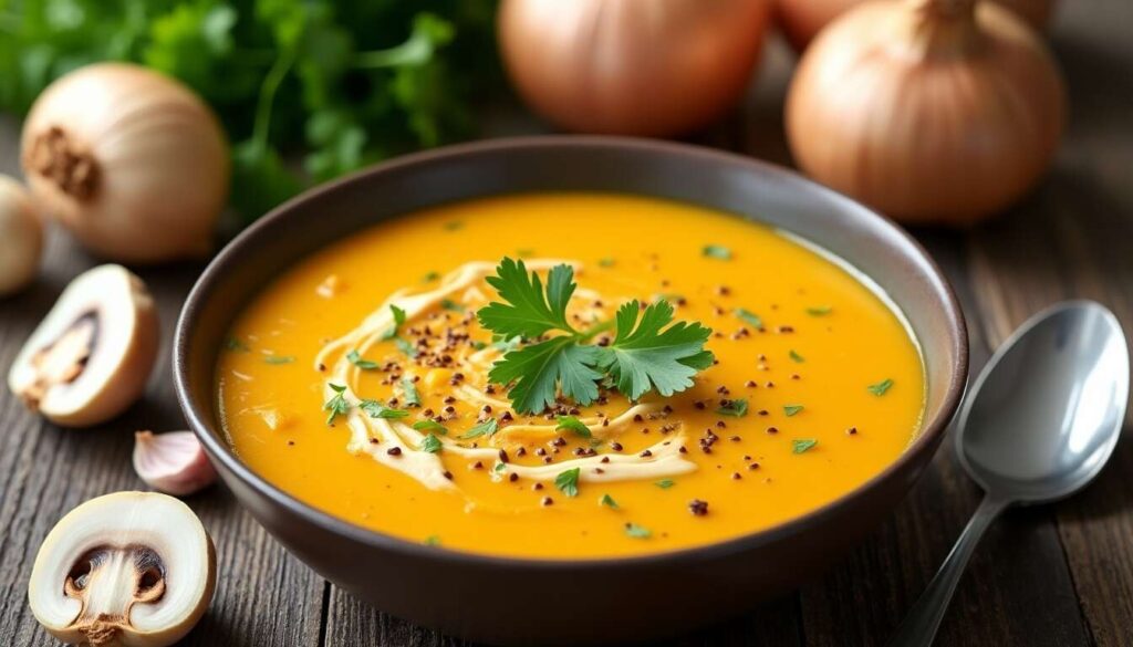 Soupe courge, champignons et tofu : recette savoureuse