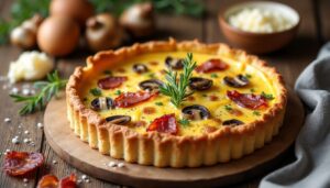 Quiche aux champignons, fromage et lardons : recette d'automne facile