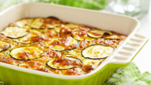 Gratin minceur : riz et courgettes savoureux