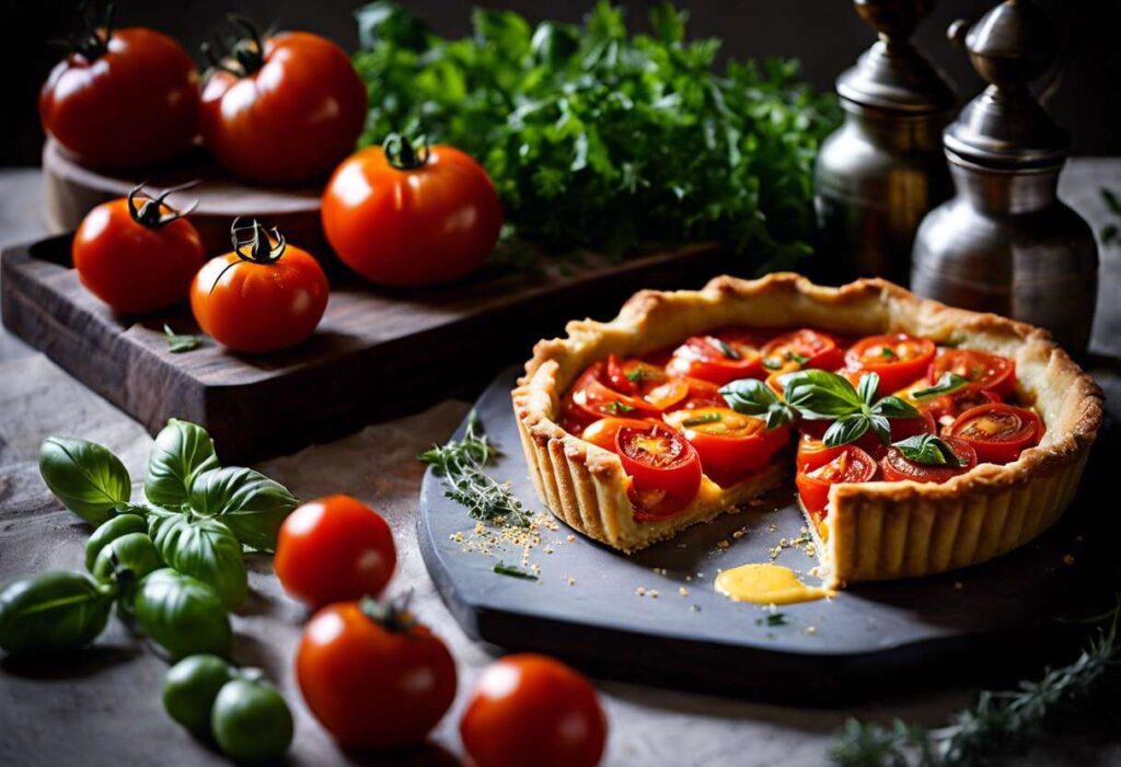 Recette de tarte à la tomate, moutarde et herbes de Provence facile