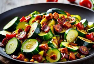 Poêlée de courgettes au chorizo : recette savoureuse