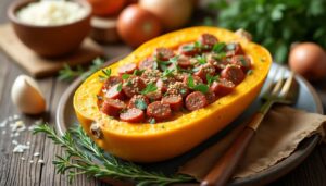 Butternut farcie à la chair à saucisse : recette gourmande et facile
