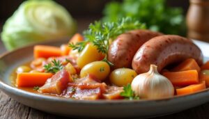 Recette de potée au chou, pommes de terre, carottes et saucisse - Cuisine familiale