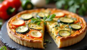 Recette de quiche aux légumes et chèvre : simple et savoureuse
