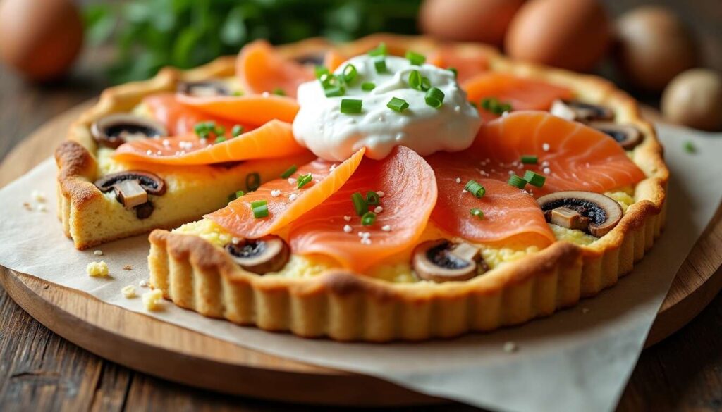 Recette de quiche au saumon frais et champignons : saveurs et simplicité