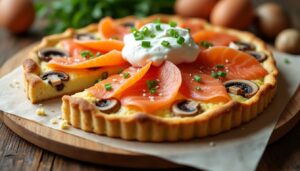 Recette de quiche au saumon frais et champignons : saveurs et simplicité