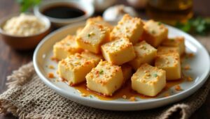 Tofu soyeux frit : délice à la sauce laquée