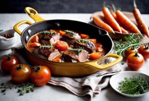 Joues de porc aux tomates et thym en cocotte : recette facile et savoureuse