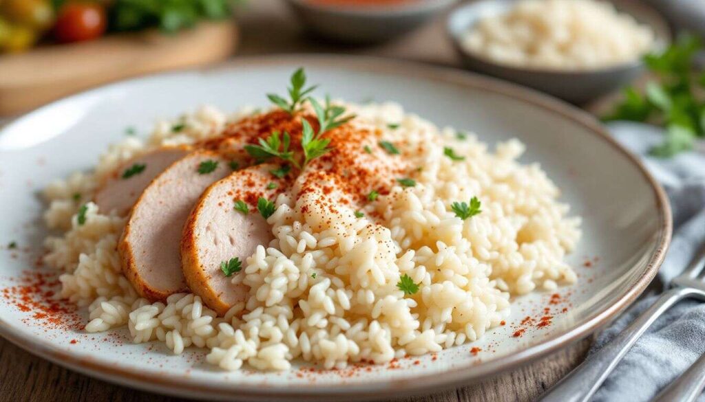 Riz au paprika et blancs de dinde : recette minceur savoureuse