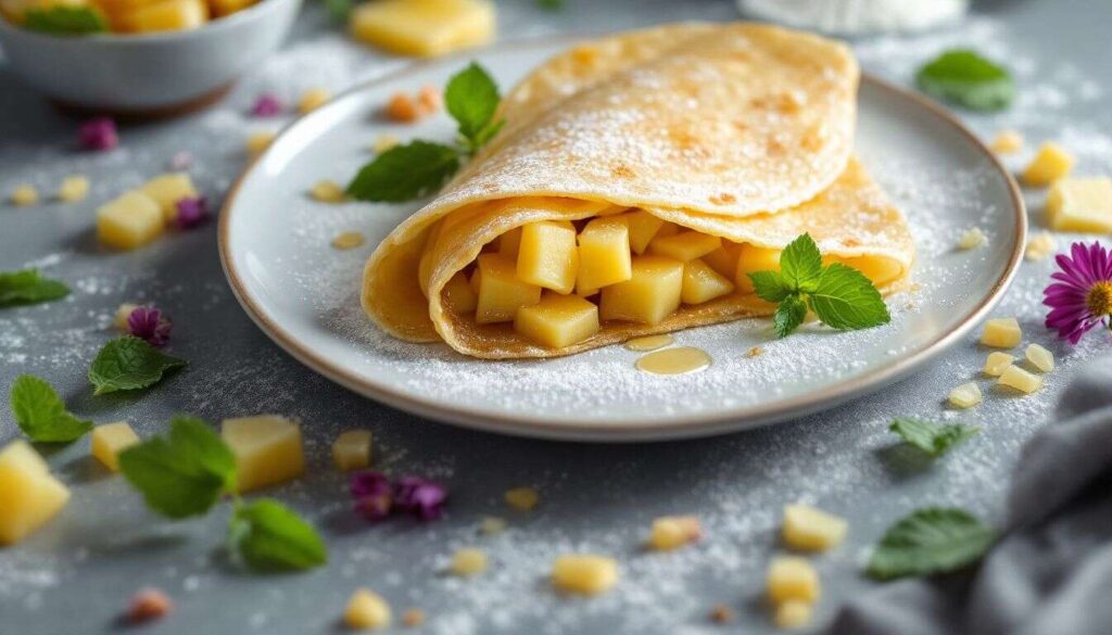 Bûche légère de crêpes à l'ananas : recette minceur