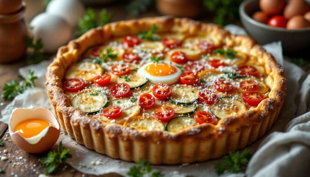 Quiche légère aux courgettes et tomates cerises : recette simple et savoureuse